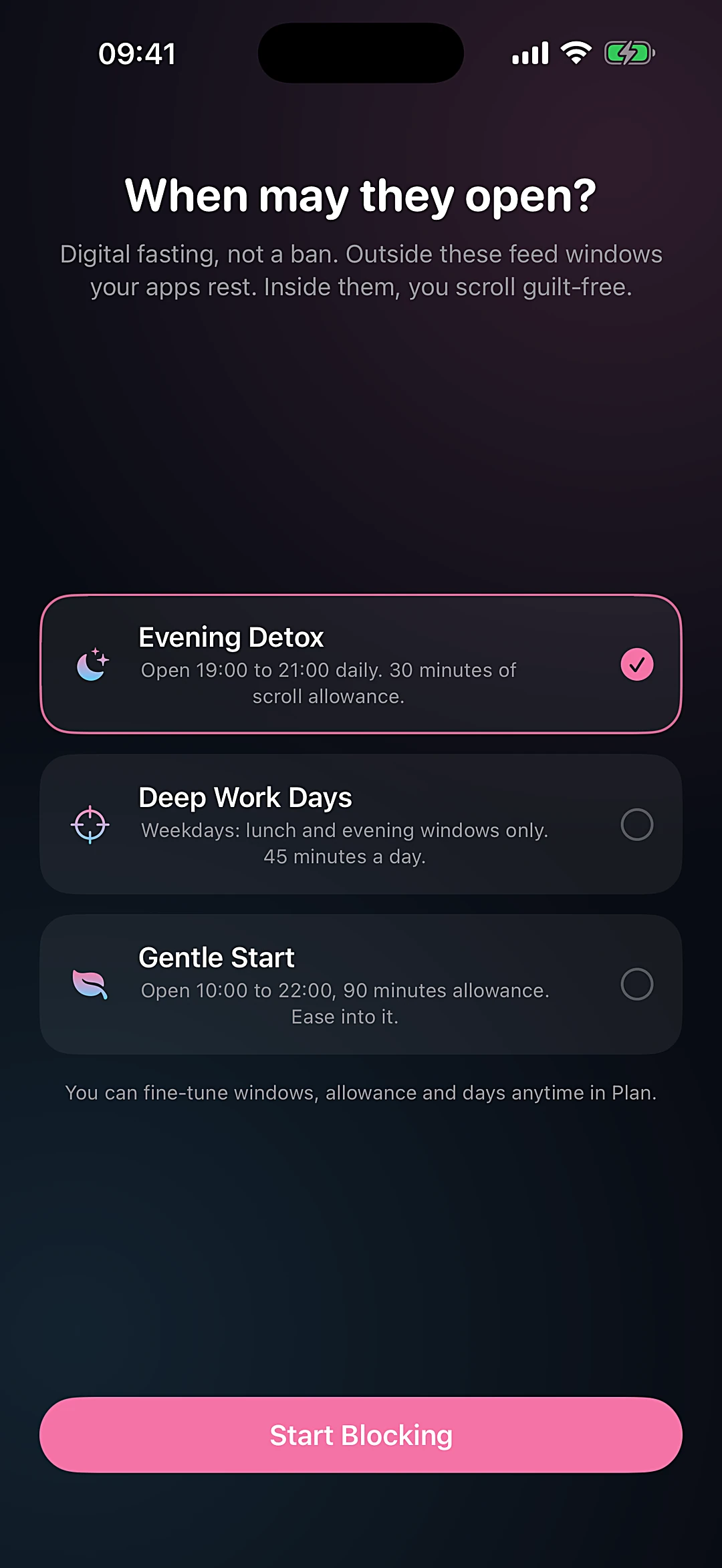 Setup: Start with a preset that fits your life